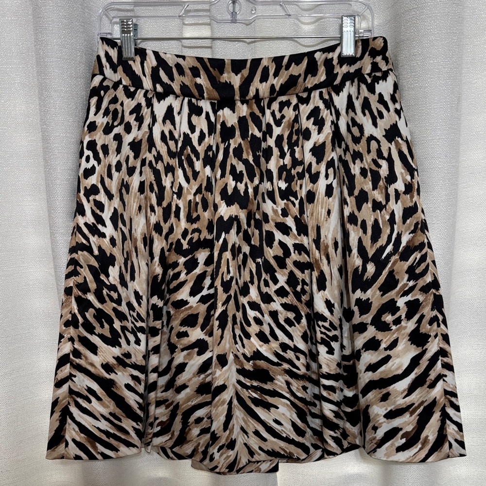 White House Black Market Leopard Print Skater Skirt